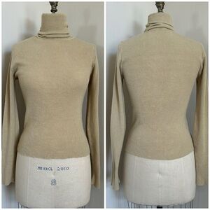 VTG 60s Beige Turtleneck Sweater Kmart Acrylic Thick Soft Knit Sz M